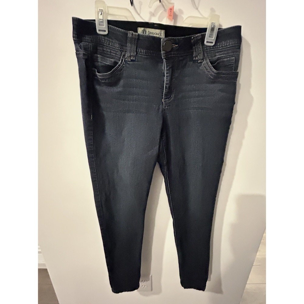Democracy Women's Dark Blue Denim Jeans Dark Wash Button Zip Solid 5-Pocket